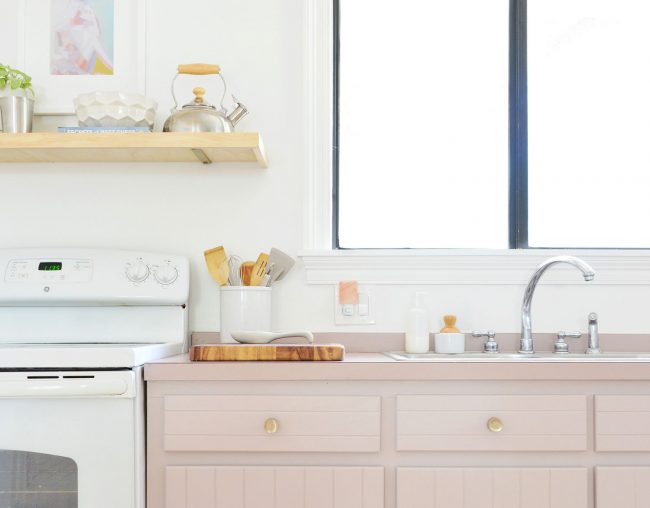 Our Freshly Painted Mauve Kitchen Cabinets (And A Trick For Using Hidden Hinges)