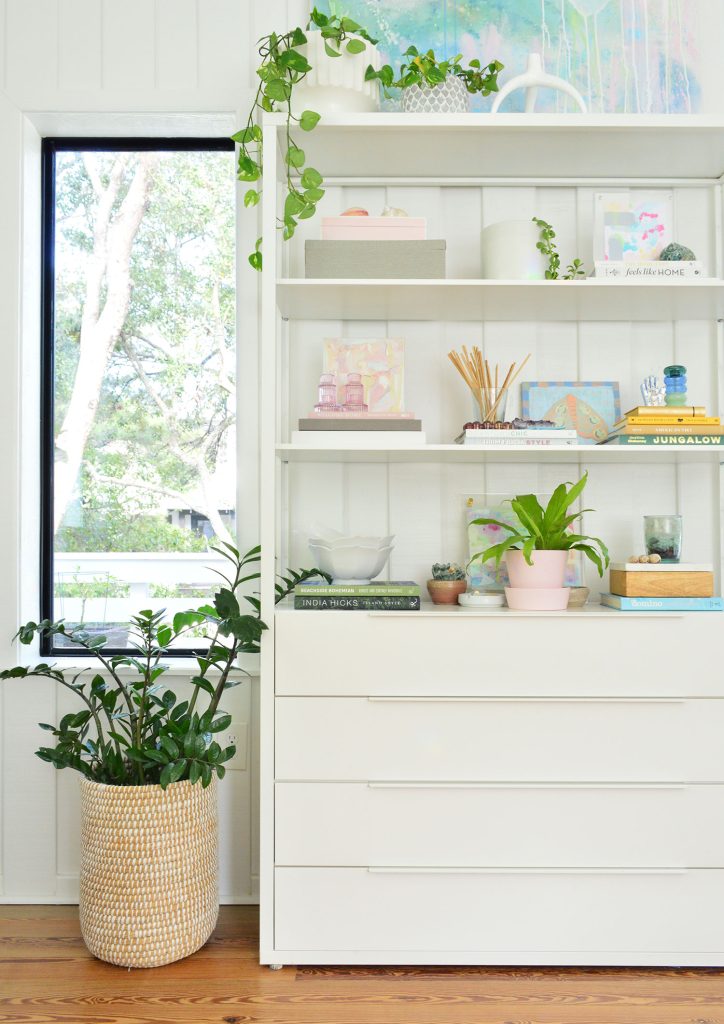 Ikea Shelf With Light Decor And Plants