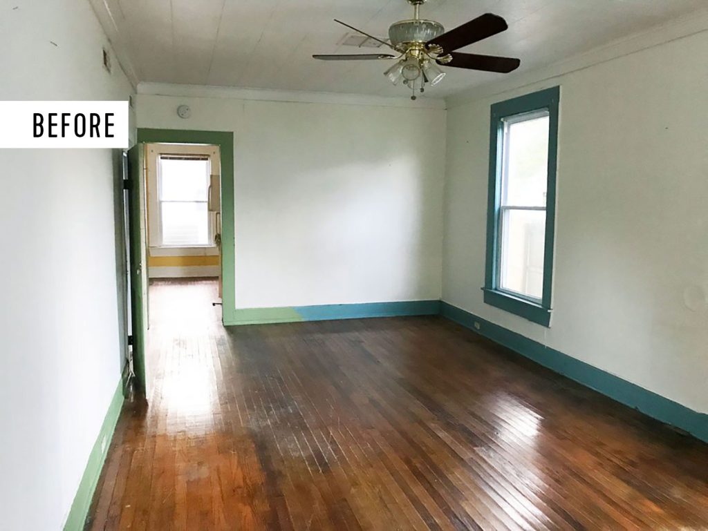 Duplex Hardwood Floors Before Refinishing