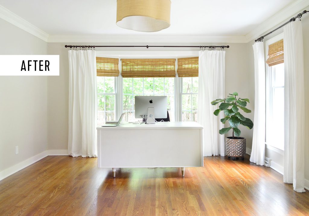 Home Office Hardwood Floors After Refinishing With Worn Patches