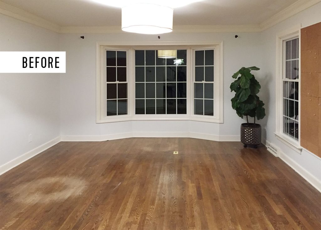 Home Office Hardwood Floors Before Refinishing With Worn Patches