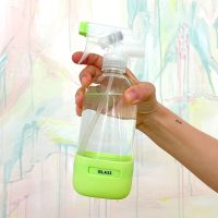 Homemade Window Cleaner In Glass Bottle In Front of Painting