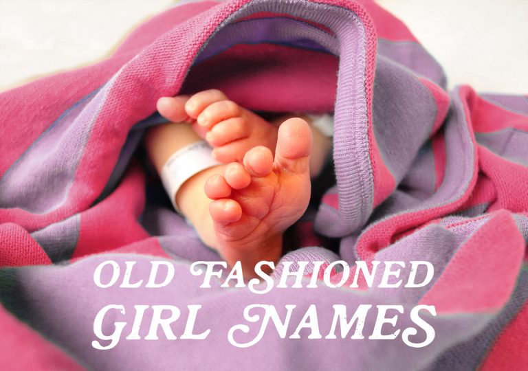 Baby Girl Feet In Pink Blanket With Text Old Fashioned Girl Names