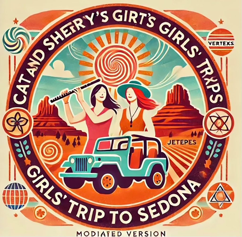 AI Graphic Logo for Cat and Sherry Girls rip To Sedona