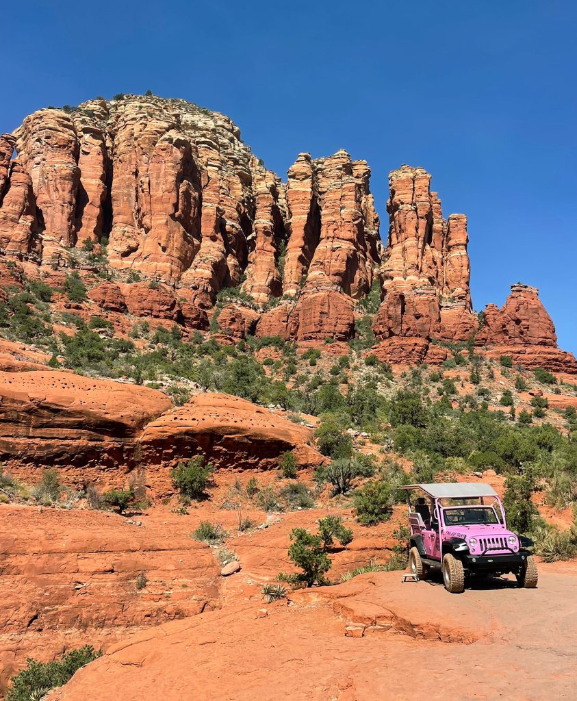 PInk Jeep Tour Offroading Among Red Rocks In Sedona Arizona