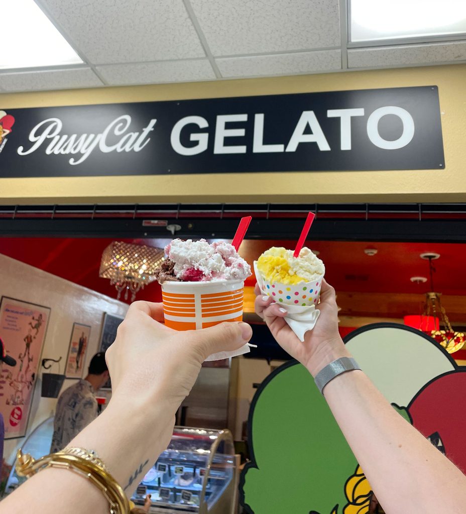 Two Arms Holding Gelato at PussyCat Gelato In Arizona