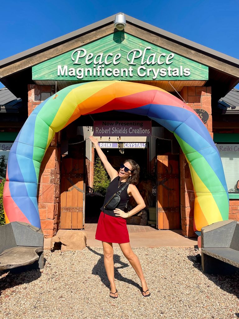 Sherry Outside Peace Place Magnificent Crystals In Sedona Arizona