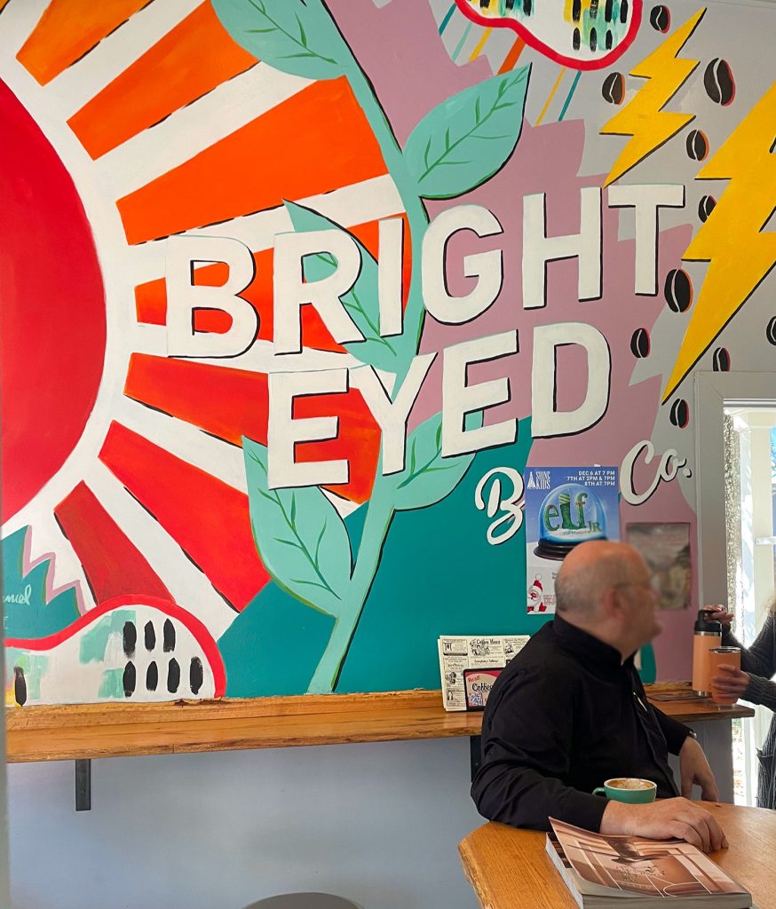 Interior Mural of Bright Eyed Coffee Shop In Ocean Springs Mississippi