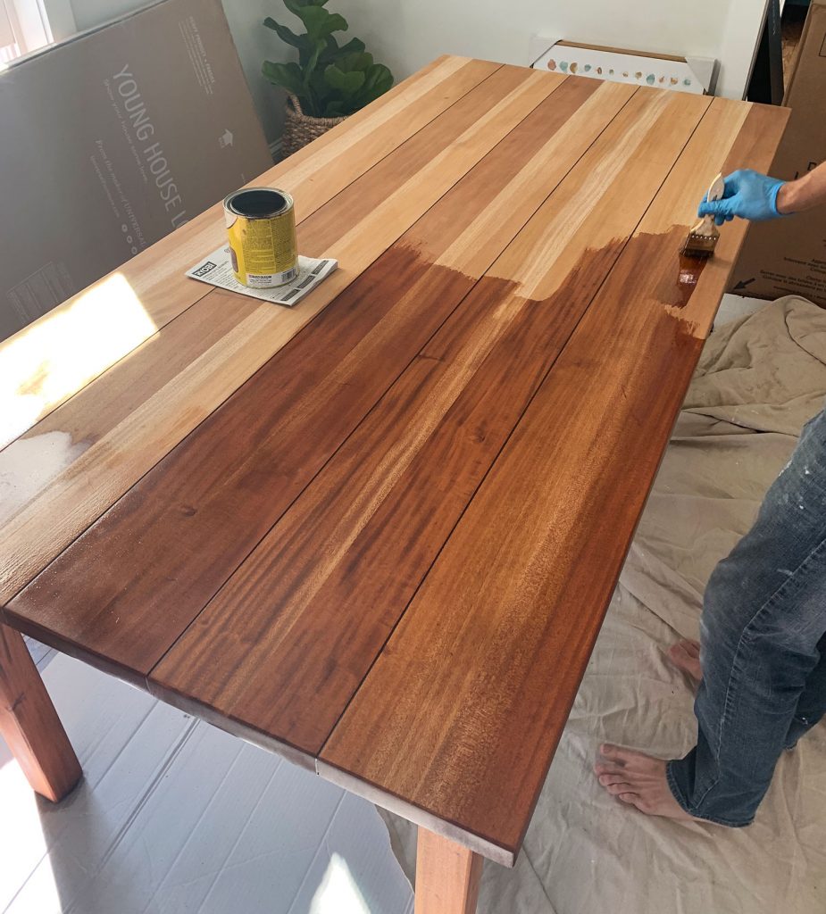 staining dining room table