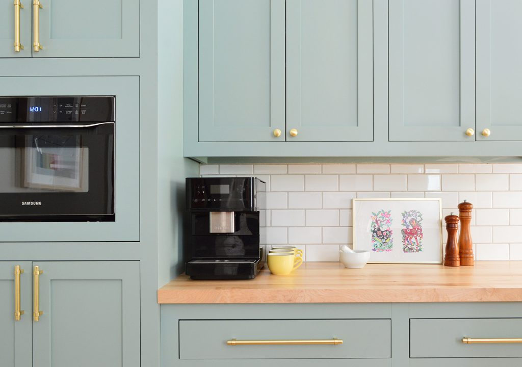 Blue Green Kitchen Cabinets Espresso Counter 1024x720 