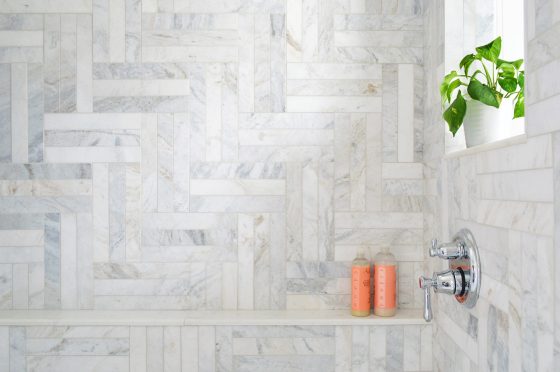 Marble Master Bathroom Shower Tile Detail Horizontal 560x372 